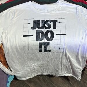 Nike White Tee with Black 'Just Do It' Graphic